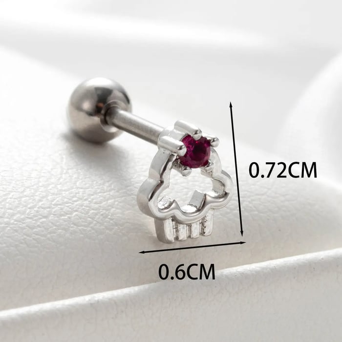 1 Piece Simple Series Classic Cloud Copper Silver Color Zircon Women's Stud Earrings 